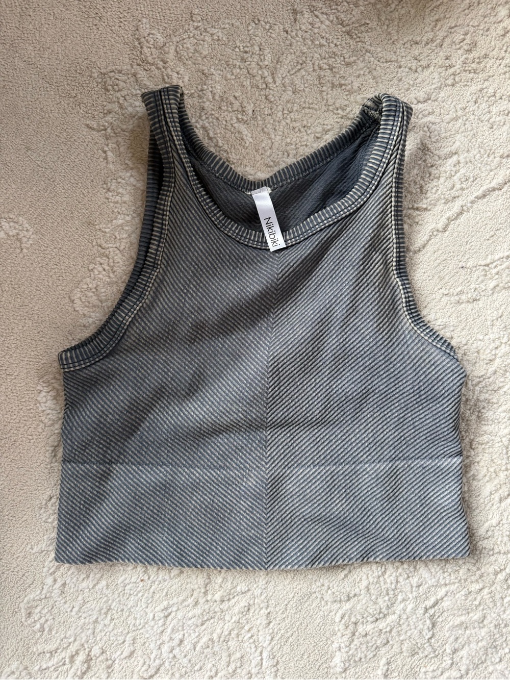 Nikibiki Charcoal Ribbed Cropped Tank